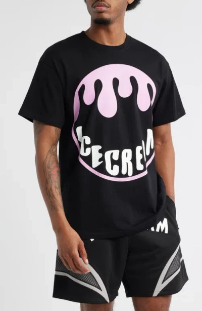 Icecream Drippy Graphic T-shirt In Black