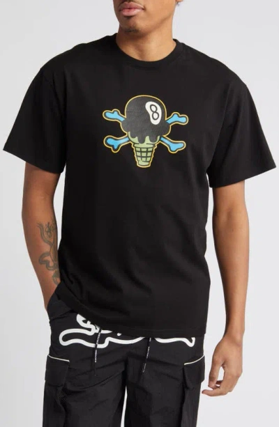 Icecream Eight-ball Cotton Graphic T-shirt In Black