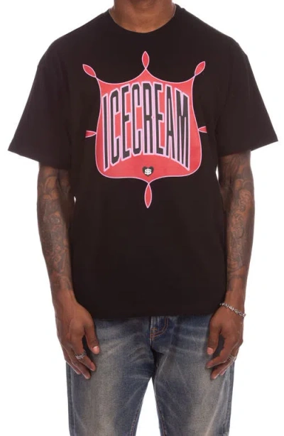 Icecream Emblem Cotton Graphic T-shirt In Black