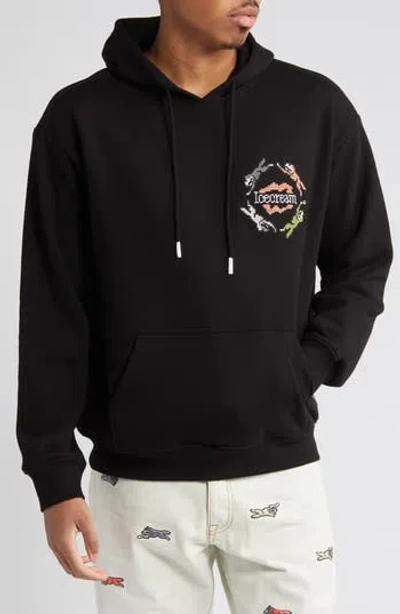 ICECREAM ICECREAM EMBROIDERED COTTON GRAPHIC HOODIE
