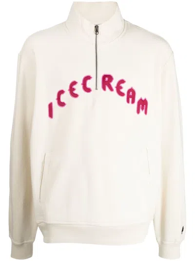 Icecream Embroidered-logo Cotton Sweatshirt In White