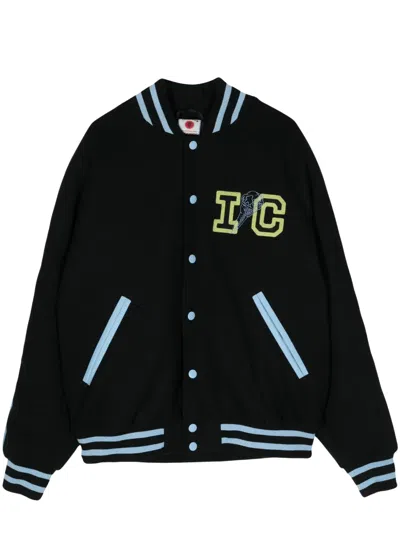 Icecream Embroidered-logo Varsity Jacket In Black