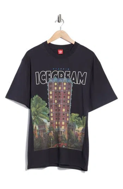 Icecream Estate Oversize Graphic T-shirt In Black