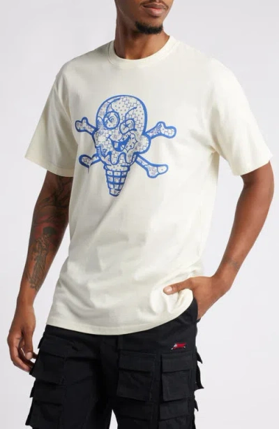 Icecream Face Time Cotton Graphic T-shirt In Antique White