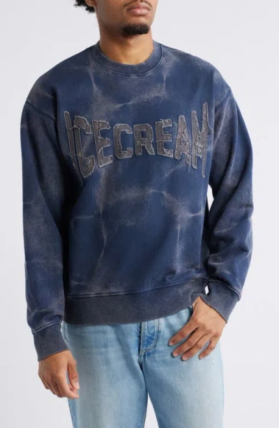 Icecream Fast Oversize Crewneck Sweatshirt In Navy Blazer