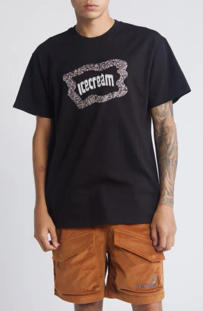 Icecream Flag Cotton Graphic T-shirt In Black
