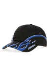 Icecream Flame Embroidered Dad Baseball Cap In Black