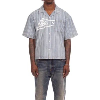 Icecream Float Running Dog Denim Graphic Camp Shirt In Blue