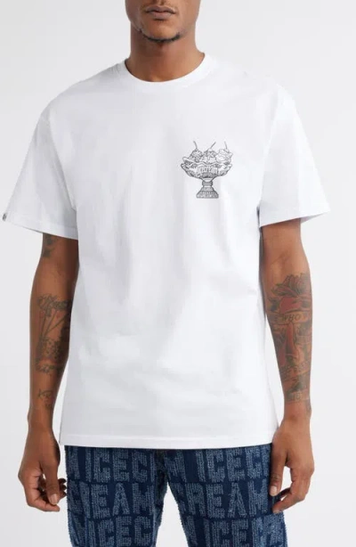 Icecream Fountain Cotton Graphic T-shirt In White
