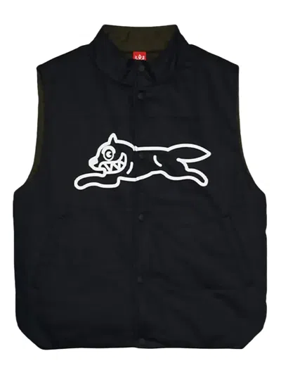 Icecream Fox-print Reversible Vest In Black