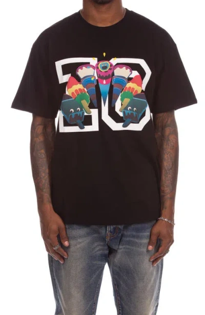Icecream Friends Cotton Graphic T-shirt In Black