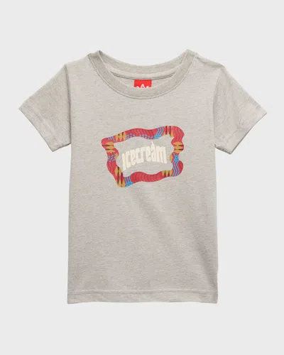 Icecream Kids' Girl's Logo Printed T-shirt In Heather Grey