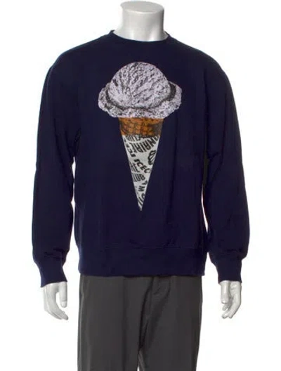 Pre-owned Icecream Graphic Print Crew Neck Pullover In Blue