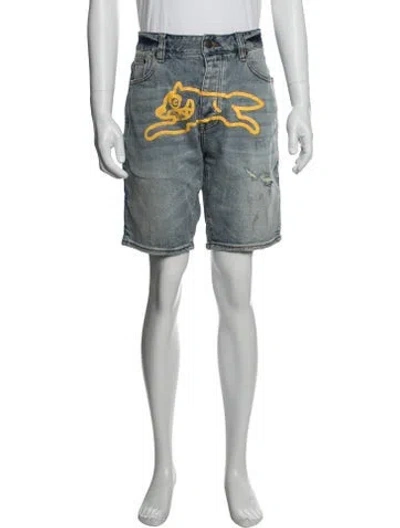 Pre-owned Icecream Graphic Print Denim Shorts In Blue