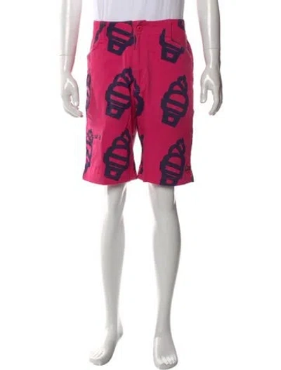 Pre-owned Icecream Graphic Print Flat Front Shorts In Red