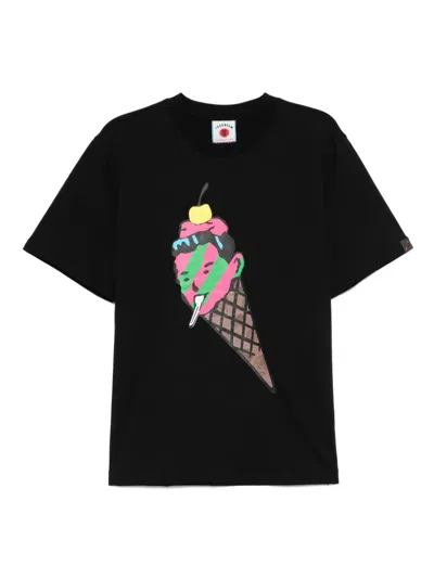 Icecream Graphic-print T-shirt In Black