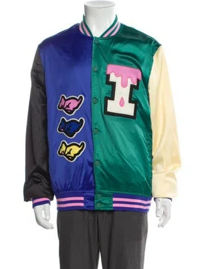 Pre-owned Icecream Graphic Print Varsity Jacket In Blue