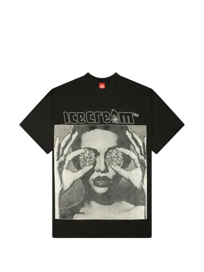 Icecream Graphic-print T-shirt In Black