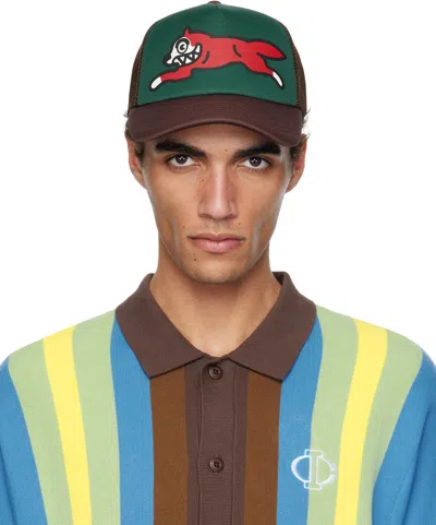 Icecream Green & Brown Running Dog Trucker Cap In Green/brown