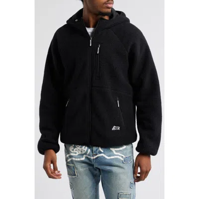 Icecream Grin Front Cotton Fleece Zip Hoodie In Black