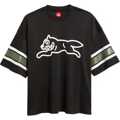 Icecream Hike Oversize Running Dog Mesh Graphic T-shirt In Black