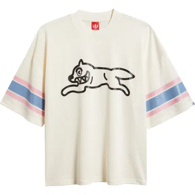 Icecream Hike Oversize Running Dog Mesh Graphic T-shirt In White