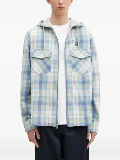 Icecream Hooded Plaid Shirt In Blue