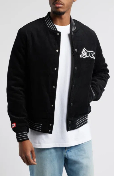 Icecream Hounds Corduroy Varsity Jacket In Black