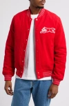Icecream Hounds Corduroy Varsity Jacket In Racing Red