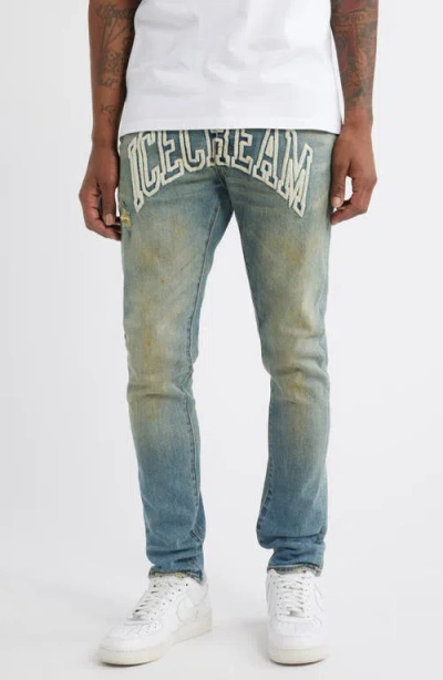 Icecream Icefall Logo Appliqué Distressed Jeans In Gelato