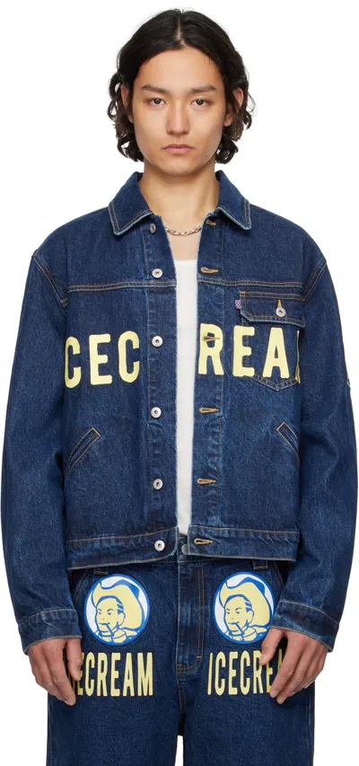 Icecream Ice Cream Cowboy Denim Trucker Jacket In Navy