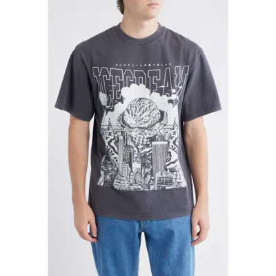 Icecream Invasion Oversize Graphic T-shirt In Gray