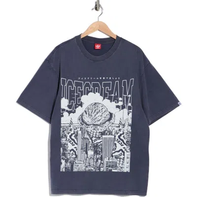 Icecream Invasion Oversize Graphic T-shirt In Blue