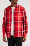 Icecream Jack Plaid Cotton Graphic Button-up Shirt In Red