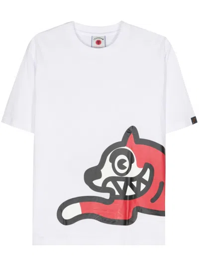 Icecream Mens White Running Dog Branded-print Cotton-jersey T-shirt