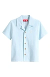 Icecream Kids' Conductor Stretch Seersucker Camp Shirt In Blue