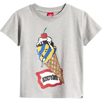 Icecream Kids' Coneman Cotton Graphic T-shirt In Gray