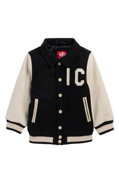 Icecream Kids' Constellation Wool Blend Varsity Jacket In Black