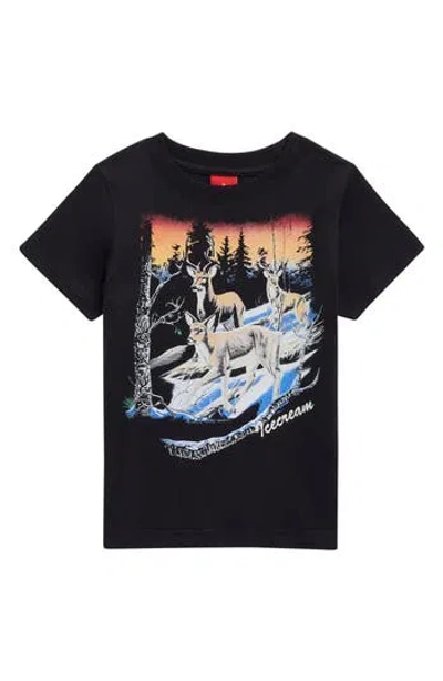 Icecream Kids' Deer Knit Graphic T-shirt In Black