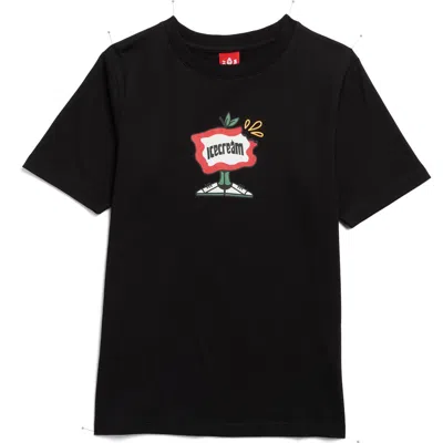 Icecream Kids' Flag Cotton Graphic T-shirt In Black