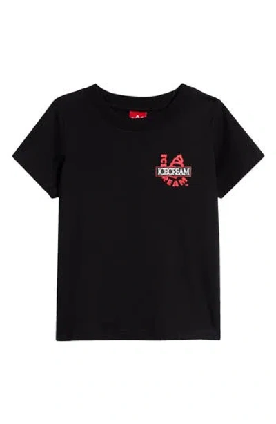 Icecream Kids' Icons Cotton Crewneck T-shirt In Black