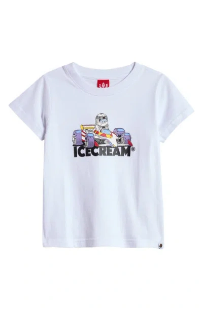 Icecream Kids' Kart Cotton Graphic T-shirt In White