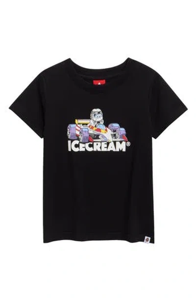 Icecream Kids' Kart Cotton Graphic T-shirt In Black