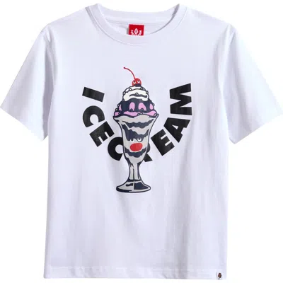 Icecream Kids' Sundae Cotton Graphic T-shirt In White