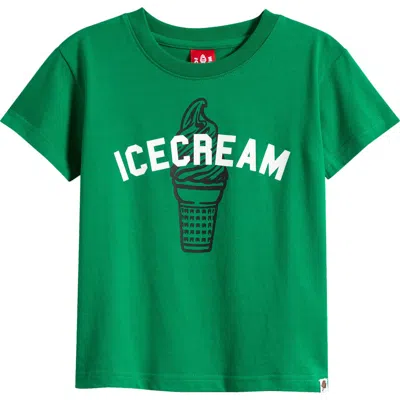 Icecream Kids' The Cone Cotton Graphic T-shirt In Green