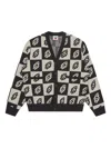 Icecream Leaf-motif Knitted Cardigan In Black