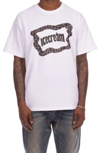 Icecream Leo Cotton Graphic T-shirt In White