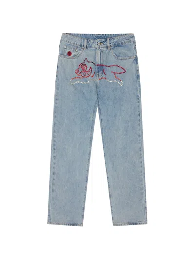 Icecream Light Wash Beaded Jeans In Blue