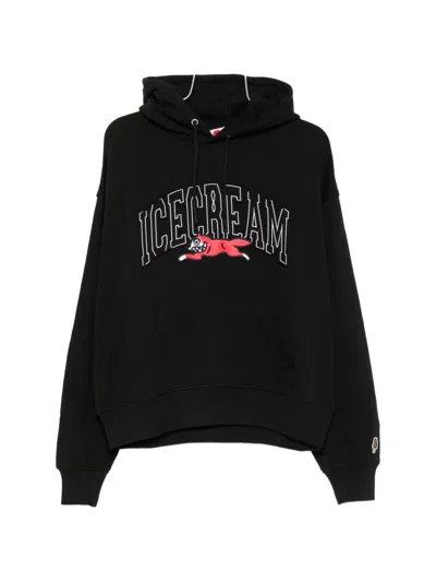 Icecream Logo-patch Drawstring Hoodie In Black