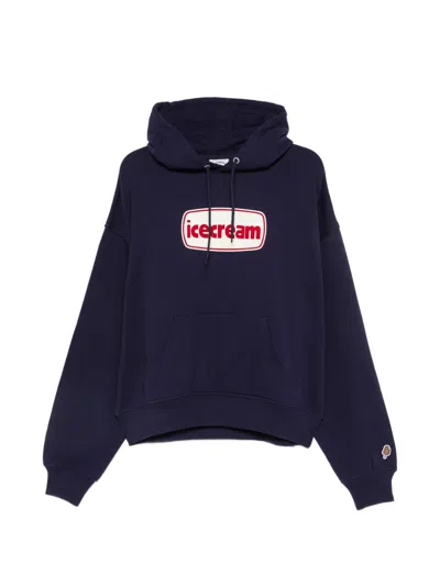 Icecream Logo Cotton Hoodie In Blue